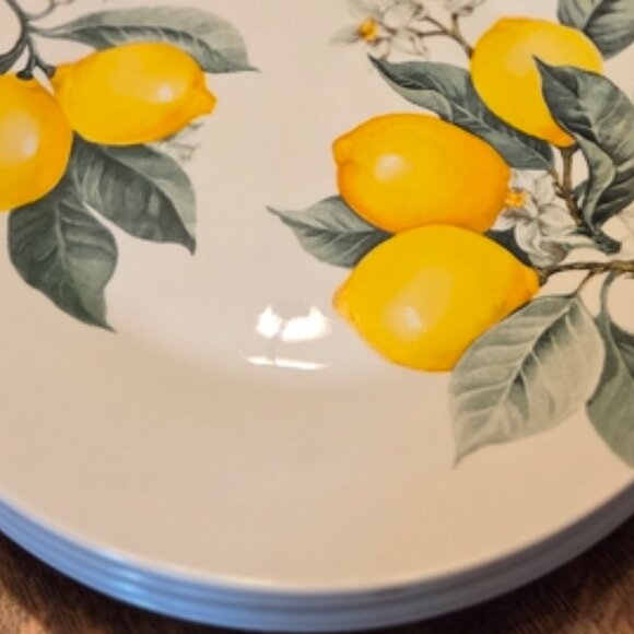 Lemon Print Dinner Plates by Royal Norfolk - Set of 2 - Picture 3 of 11
